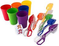Skoolzy Fine Motor Skills Toys - Color Sorting Toys for Toddlers Tools Set - Sensory Bin Rainbow Cups, Dice and Scoop Tongs for Kids Montessori Materials Ages 3+