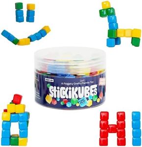 KOMARC GAMES StickiKubes - Mini Stacking Cubes That Stick to Anything - 125 Cubes in 4 Colors - Plastic Tub - Non Toxic Kid Safe