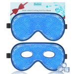 BeeVines Ice Eye Mask, 2 Pack JUMBO Cooling Gel Masks for Puffy Eyes for Men & Women, Cold & Warm Compress for Post Surgery, Puffiness, Allergies & Migraines Treatment (A01 Blue & Blue)