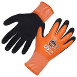 Ergodyne ProFlex 7551 Coated Waterproof Winter Work Gloves - A5 Cut-Resistant, orange,small,count of 2