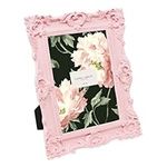 Laura Ashley 4x4 Gold Ornate Textured Hand-Crafted Resin Picture Frame with Easel & Hook for Tabletop & Wall Display, Decorative Floral Design Home Decor, Photo Gallery, Art, More (4x4, Gold)