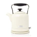 Haden Highclere Electric Cream Kettle - Fast Boil, Stainless Steel, Cordless, 360 Base, Cup Markings - 3000W 1.7L Retro Kettle for Modern Kitchens
