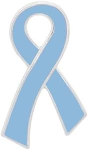 Light Blue Ribbon Pins 1/5/25/100 for Prostate Cancer, Trisomy 18, Cushing’s, Graves Disease, Thyroid Disease and Gift Giving (1 Pin)