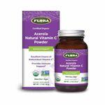 Flora Health Acerola Natural Vitamin C Organic Fruiit Juice Powder, Pressed from Organically-Grown Fruit, Gluten-Free + Non-GMO + Vegan 50 g Powder Glass Bottle