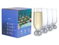 Hanjue Champagne Glasses Set of 4, Champagne Flutes, 7 Oz Lead-free Crystal glass, Clear Glasses Set, Bar Glassware, Ideal for Parties, Wedding, Birthday, Christmas, Long-lasting reusable glasses