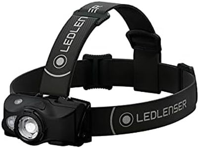 Ledlenser MH8 Outdoor Stirnlampe LED, Schwarz, aufladbar mit Akku, 600 Lumen, fokussierbar, Leuchtdauer bis 60h, Rot-/Grün-/Blaulicht, 2xAA Batteriebetrieb möglich, Transportsperre, Jagd, Angeln