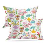 Batmerry Vintage Birds Flowers Throw Pillow Covers,Classic Lovely Texture Modern Vases Decorative Pillow Covers Digital Printing Blended Fabric for Couch Sofa Bed Invisible Zipper 12X20 in