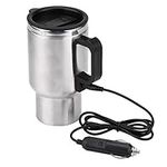 Car Heating Cup, Stainless Steel Travel Heating Cup, Electric Heated Coffee Mug for Heating Water, Coffee, Milk and Tea with Charger, 450ml, 12V