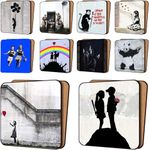 BANKSY Print Coasters Pack of 10 - NEW Art Coasters Furniture, Dinnerware Sets 11cm x 11cm