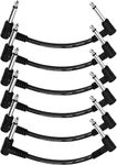 fdealz RadioShack [ 6 Pieces ] 6 Inch Guitar Patch Cables, Black Guitar Pedal Cable Effect Cable Cord, 1/4 Inch TS Right Angle Guitar Patch Cable, 6.35MM Mono to 6.35 MM Mono Cable