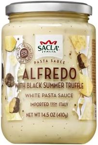 SACLA Alfredo Sauce with Black Truffle | Creamy Italian White Pasta Sauce with Grana Padano DOP Cheese & Black Truffle | 14.5 oz Glass Jar | Imported from Italy