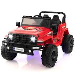 COSTWAY 24V Electric Ride on Car, 2-Seater Battery-powered Truck with Remote Control, LED Lights, Bluetooth, Music, Horn, USB, 4 Wheels Vehicle Toy for 3-8 Years Old (Red)