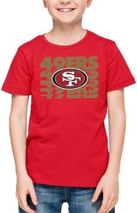 Team Fan Apparel NFL Youth Repeating Logo Football T-Shirt Unisex Tag Free Comfortable, Kids Boys Girls, Lightweight Soft (San Francisco 49ers - Red, Youth Small)