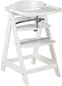roba Treppenhochstuhl 'Sit Up Click & Fun', Hochstuhl inklusive abnehmbarem Essbrett und Bügel, innovativer Klickverschluss, mitwachsend vom Babyhochstuhl bis zum Jugendstuhl, Holz, weiß