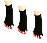 ReachTop Toe Separator Socks, 3 Pairs Foot Alignment Socks Yoga Gym Massage Toeless Socks Pain Relief Improves Circulation Stretchy for Women Men