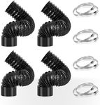 4 Pieces of 4 Inch Aluminum Dryer Vent Hose, 25 Feet Flexible Air Ducting with 2 Clamps, Heavy-Duty 4-Layer Design for HVAC, Dryer Vent, Grow Tent, Bathroom Exhaust, Kitchen Ventilation - Black PVC