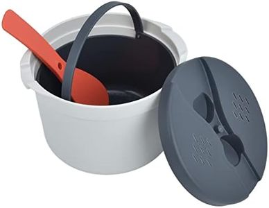 Microwave Rice Cooker, 2L Rice Cooker Set with Rice Spoon Rice Spoon Strainer and Steaming Pot Easy Cooking or Reheating Set (Orange)