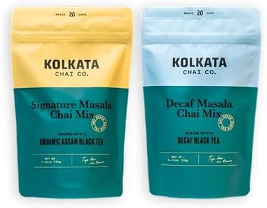 Kolkata Chai Signature Masala Chai & Decaf Masala Chai Tea, Assam Black Tea Combo Pack, Makes 40 cups, Premium loose leaf tea and spice blend, All Natural