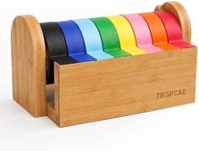 TIKSPCAE Masking Tape Dispenser,Multi Roll Craft Tape Cutter Holder with Acrylic Serrated Cutter,Bamboo Wooden Washi Tape Storage Organizer for Kids Art DIY Crafts,Gift,Home Classroom Office