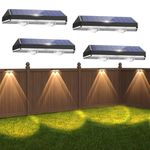 Solar Fence Lights Outdoor, 3 Mode, IP65 Waterproof Fence Solar Lights Outdoor, Solar Wall Lights for Outside, Backyard Railing Step Patio Deck Fence Stair Railings (4 pcs)