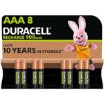 Duracell Rechargeable AAA Batteries (Pack of 8), 900 mAh NiMH, pre-charged, Our No. 1 Longest Lasting Rechargable battery with a 0% plastic 100% recyclable packaging