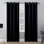 Edenwald Room Darkening Blackout Curtain for Door - 4x7 Feet Set of 2 | Thermal Insulated Heavy Polyester Solid Curtain | Navy Blue