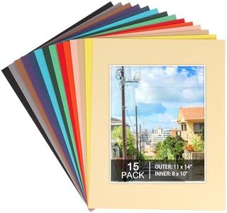 15 Pack 11x14 Picture Mats, Mixed Colors Frame Mattes for 8 x10 Pictures Photo Frame Mat Core Bevel Cut Mat Board Show Kit for Photos, Prints, Artworks