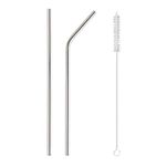 Mclear Eco Friendly Food Grade Reusable Stainless Steel Metal Long Drinking Straws, Fits Simple Modern Tumbler, Dishwasher Safe, Straw Cleaner Brush(1 Straight Straw, 1 Bend Straw, 1 Cleaning Brush)