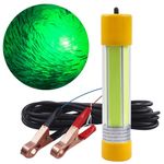 Underwater Fishing Light,Super Bright 16000 Lumens 21.5W 12V-24V Fishing Finder Night Light IP68 Waterproof Super Bright LED Submersible Night Fishing Light with Battery Clamp (Green)