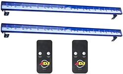 American Dj ADJ (2) Eco Uv Bar Plus Ultraviolet Bar Light Black Light Wash (Astro Package Bundle)