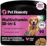 PetHonesty 10 in 1 Dog Vitamins - Glucosamine for Dogs - chondroitin, Probiotics for Dogs, Omega 3 Fish Oil, chondroitin - Dog Multivitamin for Health & Heart- Dog Essentials (Chicken) Ships from the USA