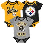 Outerstuff NFL Newborn Infants Champ 3 Piece Creeper Bodysuit Set - Pittsburgh Steelers 24 Months