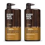 Every Man Jack Men’s Cleansing 3-in-1 All Over Wash for All Skin and Hair Types - Cleanse and Nourish Skin and Hair with Naturally Derived Soy Proteins, Aloe, and Amber + Sandalwood Scent - 945 mL - 2 Bottles