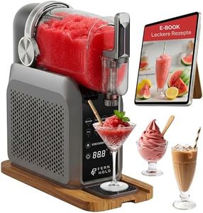 FERNHOLD Slush Maschine mit 7 smarten Programmen - 2L Slushie Machine mit Holz-Gleitbrett für Zuhause für Slushi, Eiscreme, Frappé, Milchshake, Margaritas, Wein - kein Eis nötig, mit LED-Display