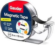 GAUDER Magnetic Tape Dispenser - Self-Adhesive Magnetic Strips for Lightweight Objects - Cuttable Magnet Tape Roll for Attaching Postcards & Photos to Metal Surfaces (6 m x 19 mm)