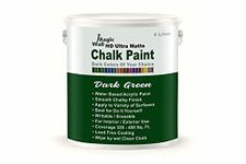 Chalk Paint Dark Colors | 4 Liter - Matt Finish | Water Base Acrylic Paint | Coverage : 320 to 400 Sq. Ft. | Apply on Surfaces Like Walls, Boards, Furniture & Home Decor Products. (Dark Green)