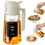 SWEET VIEW Oil Spray Bottle, 470ml 2 In 1 Glass Olive Oil Sprayr & pourer for Kitchen, Air Fryer, Cooking, Salad, BBQ with Stickers (White)