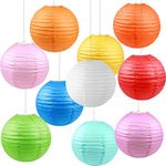 10pcs Paper Lanterns, 12" Chinese Round Lanterns Hanging Garden Paper Lanterns Foldable Ball Lanterns with Assorted Colors for Birthday Baby Shower Wedding Party Home Ceiling Decoration