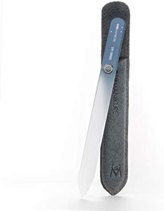 GERMANIKURE Mantra Glass Nail File in Suede Case, Ethically Made in Czech Republic - Professional Manicure & Pedicure Tools for Smooth Easy Shaping of Natural Fingernails