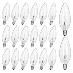 20 Pack 40W 120V E12 Base B10 CTC Incandescent Clear Light Bulbs, Candle Light Bulbs for Chandeliers, Ceiling Fan Lights, Pendants, Fireplace