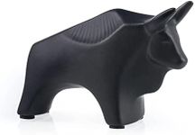 Notakia Small Animal Bull Statues Home Decor Modern Style Decorative Ornaments for Living Room, Bedroom, Office Desktop, Cabinets （Black Bull）