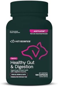 VetriScience Healthy Gut & Digestion Easy-Open Capsules, Acetylator Digestive Enzyme Supplement for Dogs and Cats, Probiotics and Enzymes, Soothe Gut and Bowel Discomfort, 120 Count