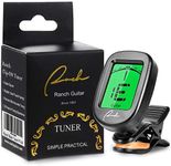 Ranch Guitar Tuner Clip On for Acoustic/Electric Guitar, Ukulele, Violin, Bass, Banjo and Chromatic Tuning Modes - Classical Black