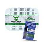 Fridge Deodoriser - Lasts 12 Months - Pack of 1 Natural XL Charcoal Fridge Freshener - Includes Fridge Thermometer - Unscented Fridge Odour Eliminator, Also for Lunch Bags and Cool Boxes