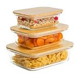 Homiu Glass Food Storage Containers with Bamboo Lids | Borosilicate Meal Prep Glass Container | Freezer, Oven, Microwave & Dishwasher Safe | BPA Free | Leakproof & Airtight Lunch Boxes