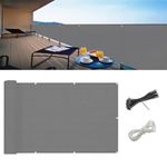 Balcony Privacy Screen Cover, 3ftx16.4ft Privacy Fence Mesh Windscreen Patio Screen Fence, Sun Shade UV-Proof Privacy Cover Fence for Outdoor,Patio, Porch, Garden, Apartment, Backyard (Light Grey)