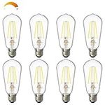 Volxon E26 LED Bulb 60w Equivalent, Dimmable Edison Light Bulbs Natural White 4000K, High Brightness 800LM, Antique ST58 LED Filament Bulb E26 Base, Clear Glass, ETL Listed, 8 Pack