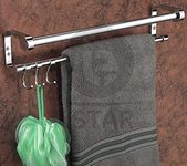 iSTAR L Shape Double Rod Towel Rod Silver Towel Holder 24 inch Longer 2 Bar Towel Rod, Stainless Steel