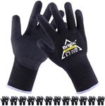 Brigic Work Gloves Micro Foam Nitrile Coated, High-density Nylon Gloves, Ultra-thin foam coated, Strong Grip-Black (12, Medium)