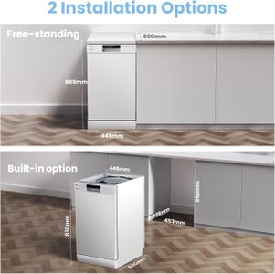 COMFEE Slimline Dishwasher, 45cm – White Compact Freestanding